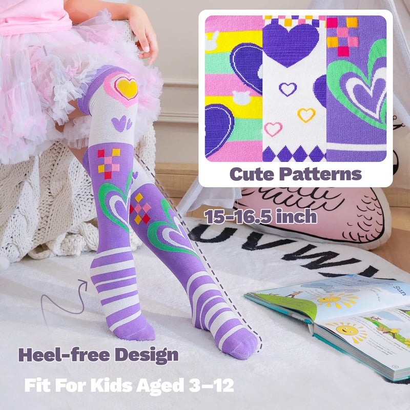 ANTSANG Kids Girls Knee High Socks Fashion Funny Crazy Stockings Gift Cute Novelty Long Boot Cotton Socks for Child 6 Pairs - Image 5